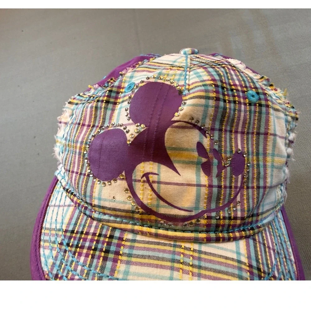 Disney Purple Plaid Mickey Mouse Baseball Cap